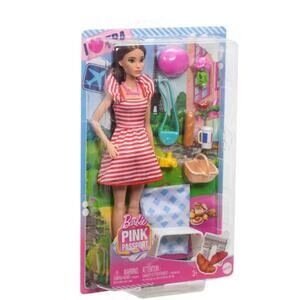 Barbie Pink Passport Paris Doll Set with Clothes & Picnic To